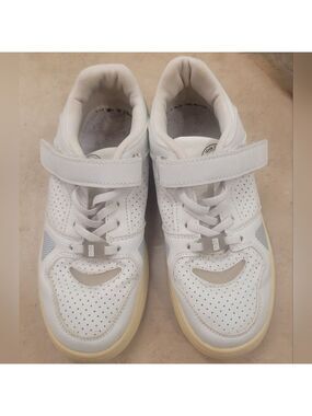 ¡Deja Tu Huella! Classic White Kids' Sneakers with Velcro Strap Sz 36